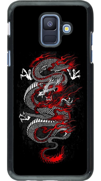 Samsung Galaxy A6 Case Hülle - Japanese style Dragon Tattoo Red Black