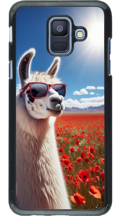 Samsung Galaxy A6 Case Hülle - Lama Chic in Mohnblume