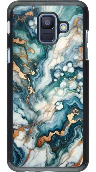 Samsung Galaxy A6 Case Hülle - Grüner Blauer Goldener Marmor