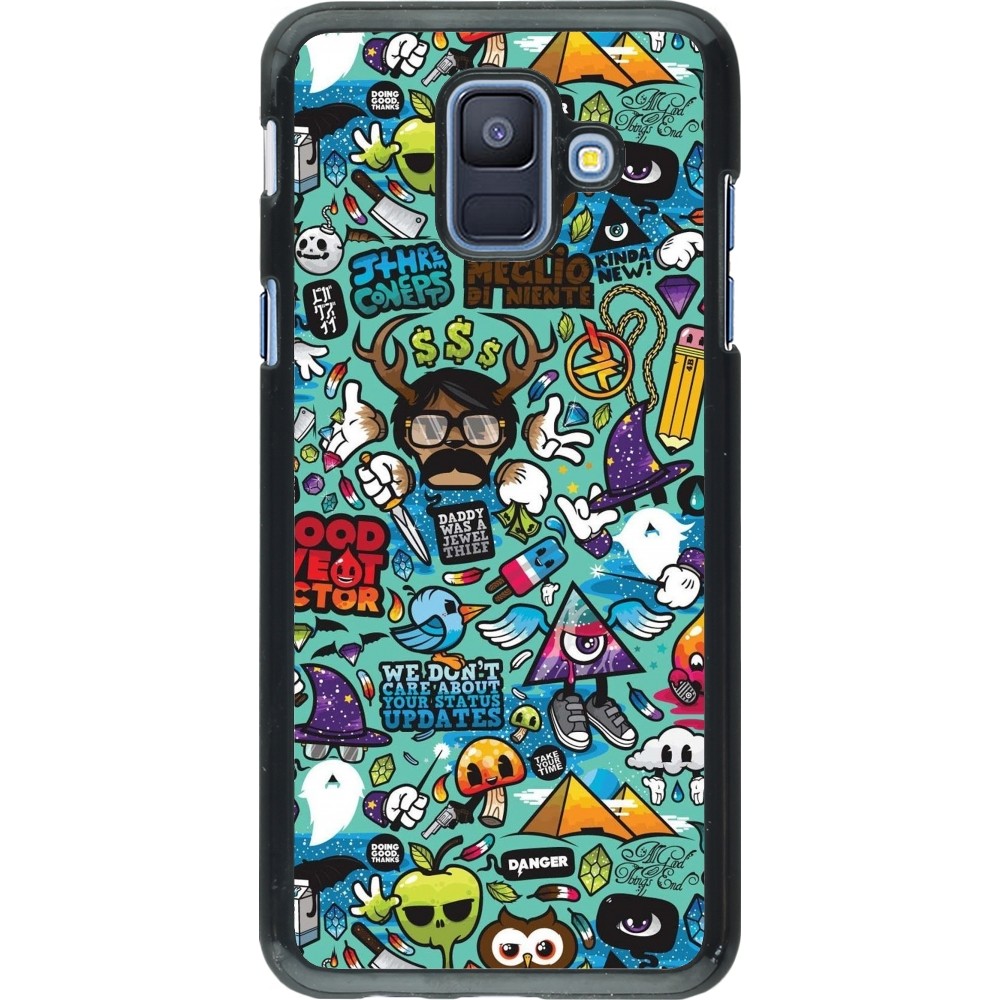 Samsung Galaxy A6 Case Hülle - Mixed Cartoons Turquoise
