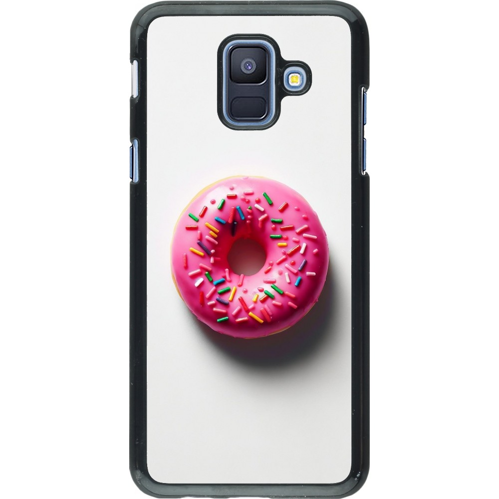 Coque Samsung Galaxy A6 - Weißer Hintergrund, pinker Donut