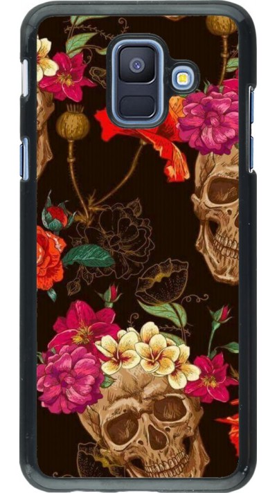 Coque Samsung Galaxy A6 - Skulls and flowers