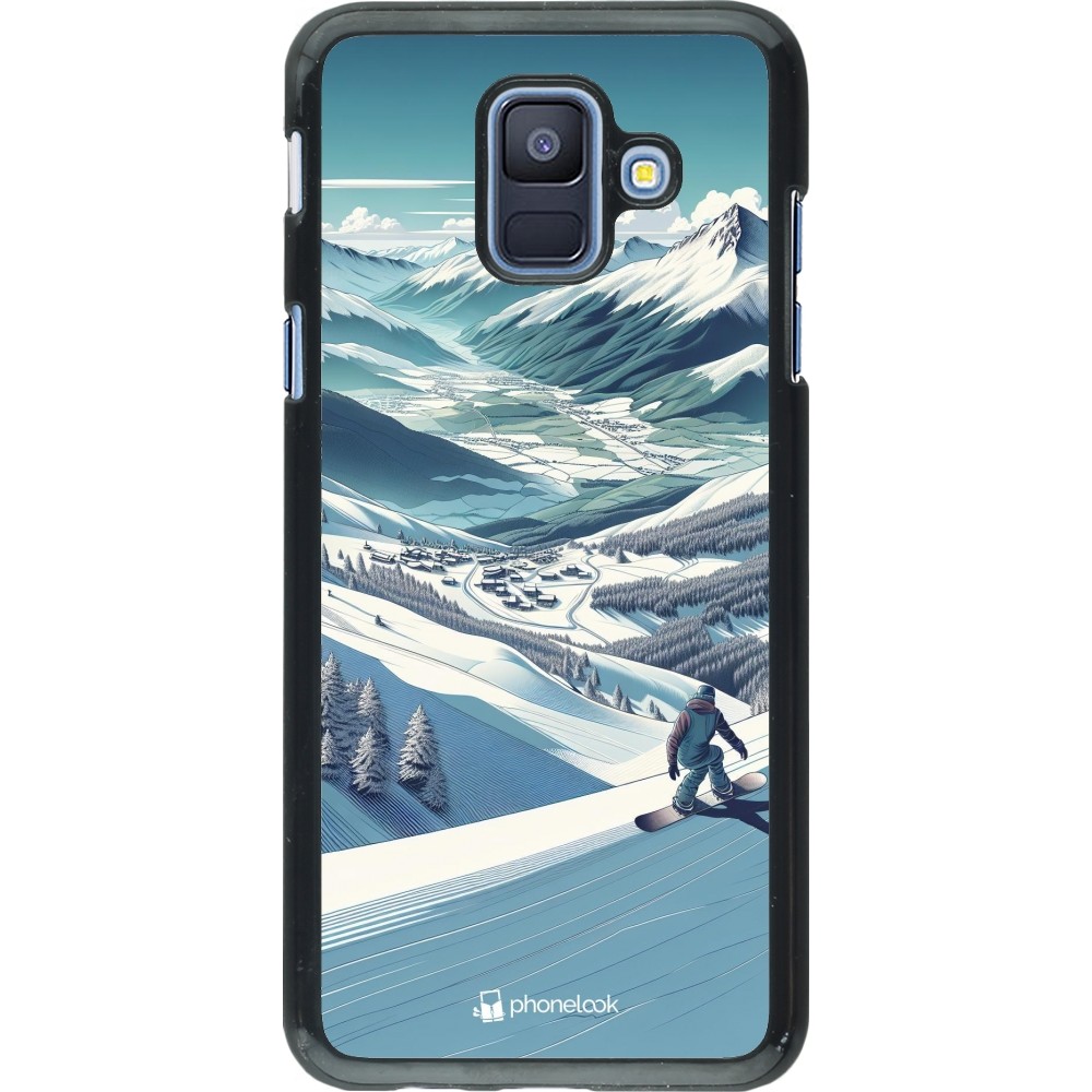 Samsung Galaxy A6 Case Hülle - Snowboarder Berg