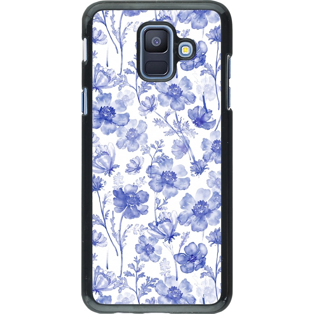 Samsung Galaxy A6 Case Hülle - Spring 23 watercolor blue flowers