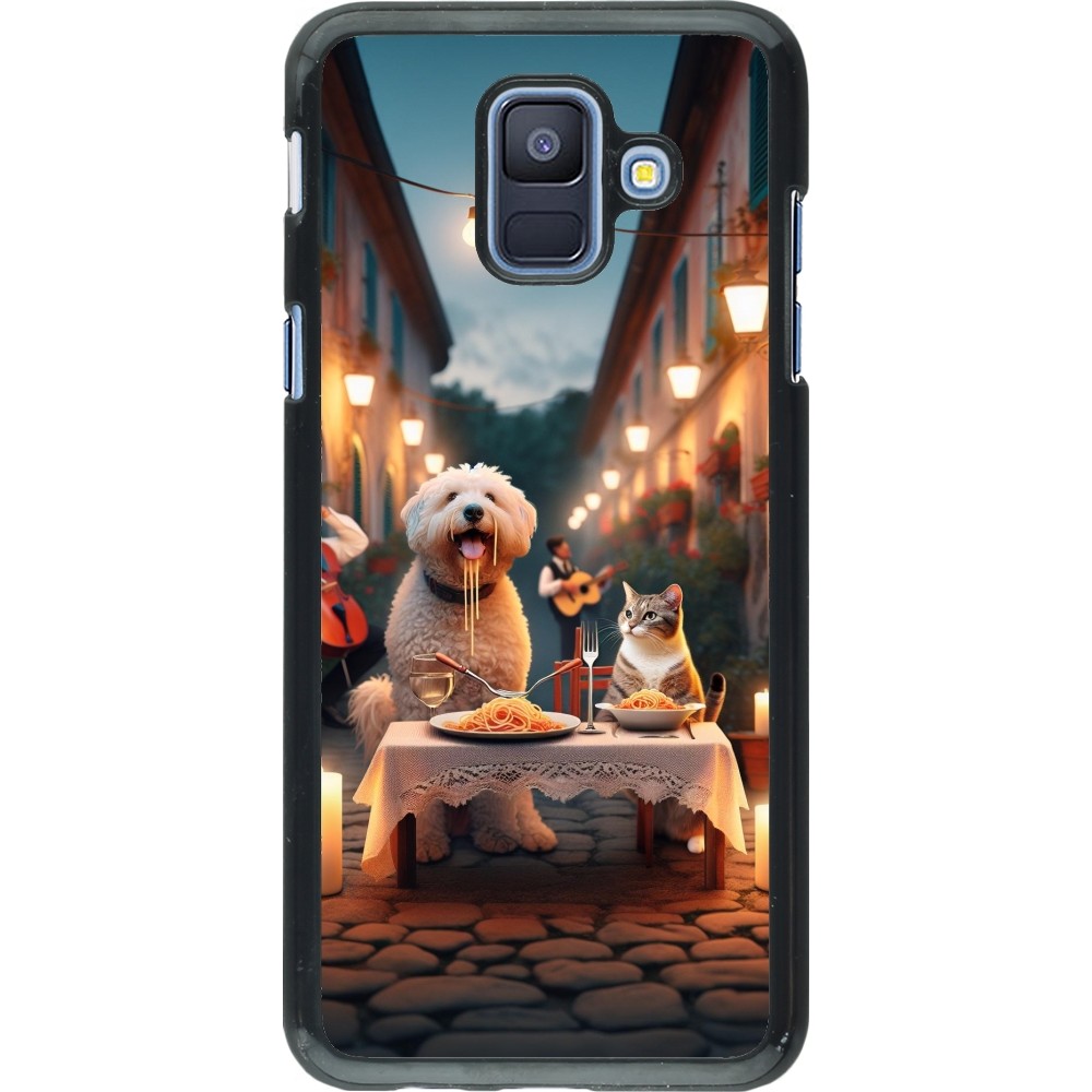 Samsung Galaxy A6 Case Hülle - Valentin 2024 Hund & Katze Kerzenlicht