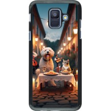Samsung Galaxy A6 Case Hülle - Valentin 2024 Hund & Katze Kerzenlicht