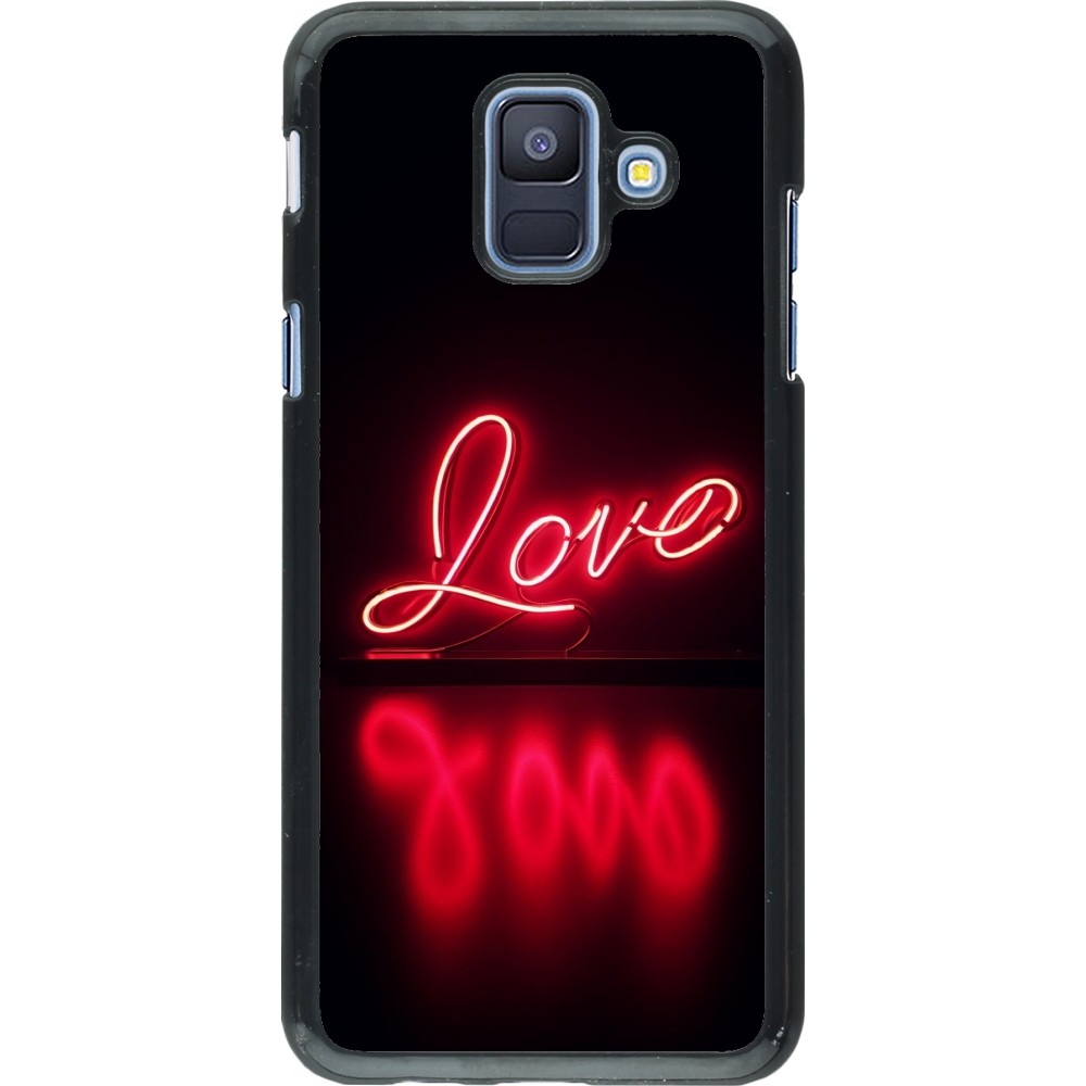 Samsung Galaxy A6 Case Hülle - Valentine 2025 Neon Liebe