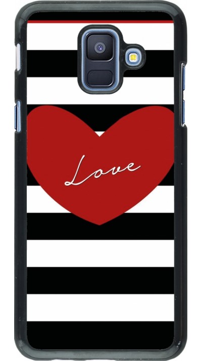 Coque Samsung Galaxy A6 - Valentine 2023 heart black and white lines