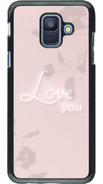 Coque Samsung Galaxy A6 - Valentine 2023 love you neon flowers shadows