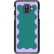 Samsung Galaxy A6 Case Hülle - Wavy Rectangle Green Purple