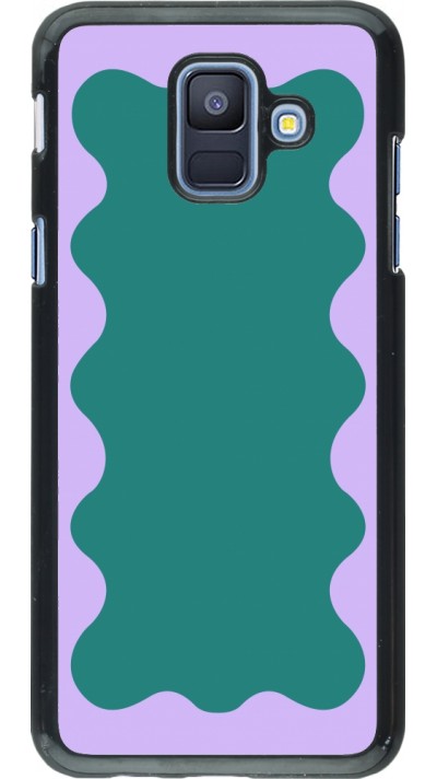 Coque Samsung Galaxy A6 - Wavy Rectangle Green Purple