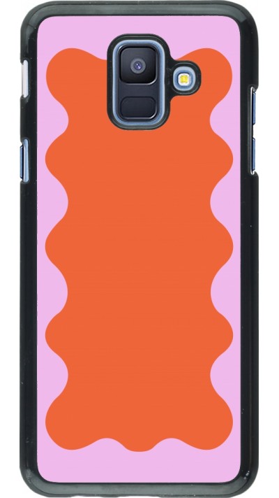 Coque Samsung Galaxy A6 - Wavy Rectangle Orange Pink