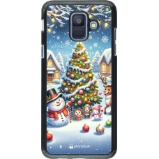 Samsung Galaxy A6 Case Hülle - Weihnachten 2023 Schneemann und Tannenbaum