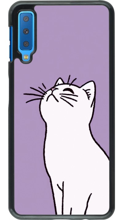 Coque Samsung Galaxy A7 - Chat sur fond violet