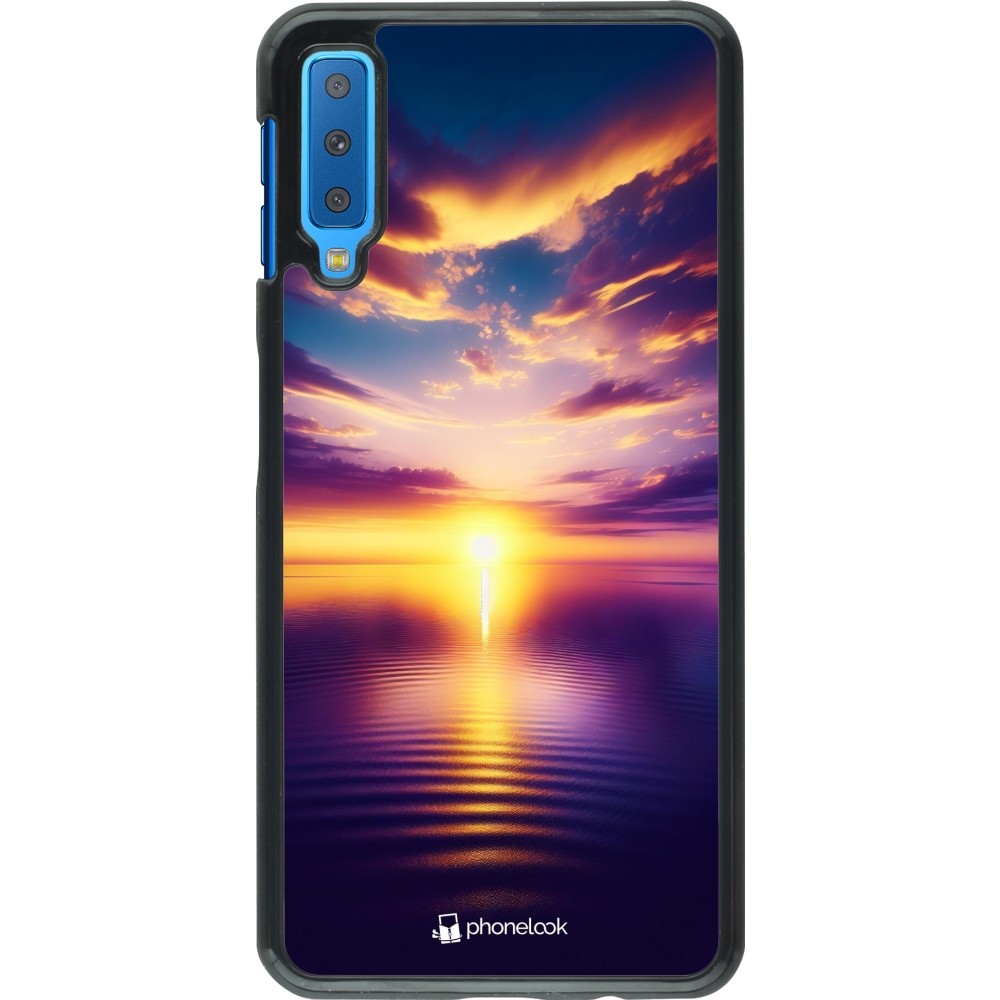 Coque Samsung Galaxy A7 - Coucher soleil jaune violet