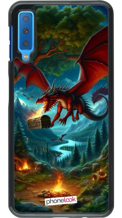 Coque Samsung Galaxy A7 - Dragon Volant Forêt Trésor