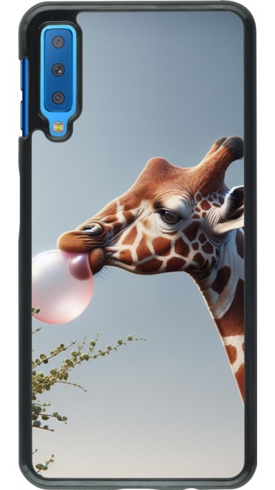 Samsung Galaxy A7 Case Hülle - Giraffe mit Blase