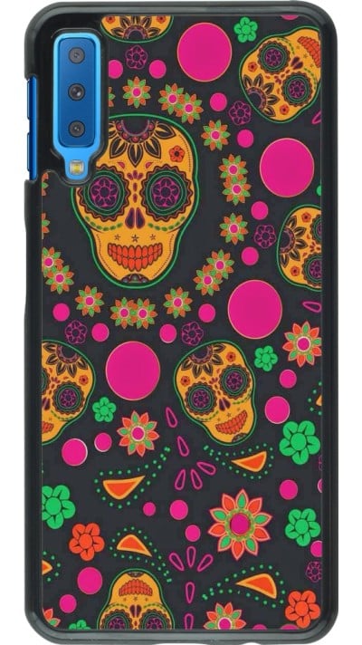 Samsung Galaxy A7 Case Hülle - Halloween 22 colorful mexican skulls