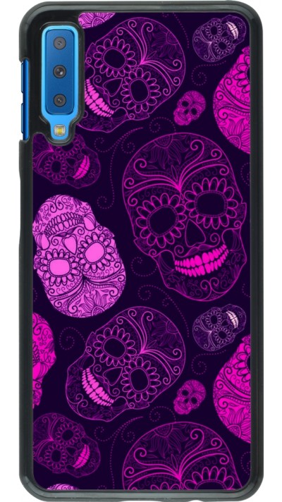 Samsung Galaxy A7 Case Hülle - Halloween 2023 pink skulls