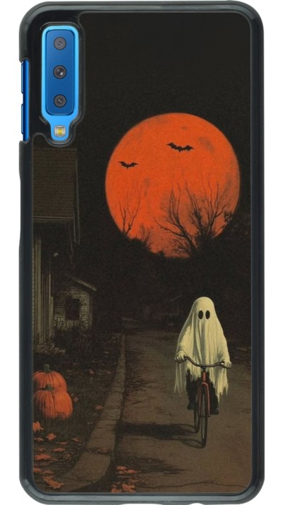 Samsung Galaxy A7 Case Hülle - Halloween 2025 Ghost on a bicycle