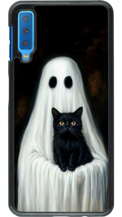 Samsung Galaxy A7 Case Hülle - Halloween 2025 Ghost with black cat