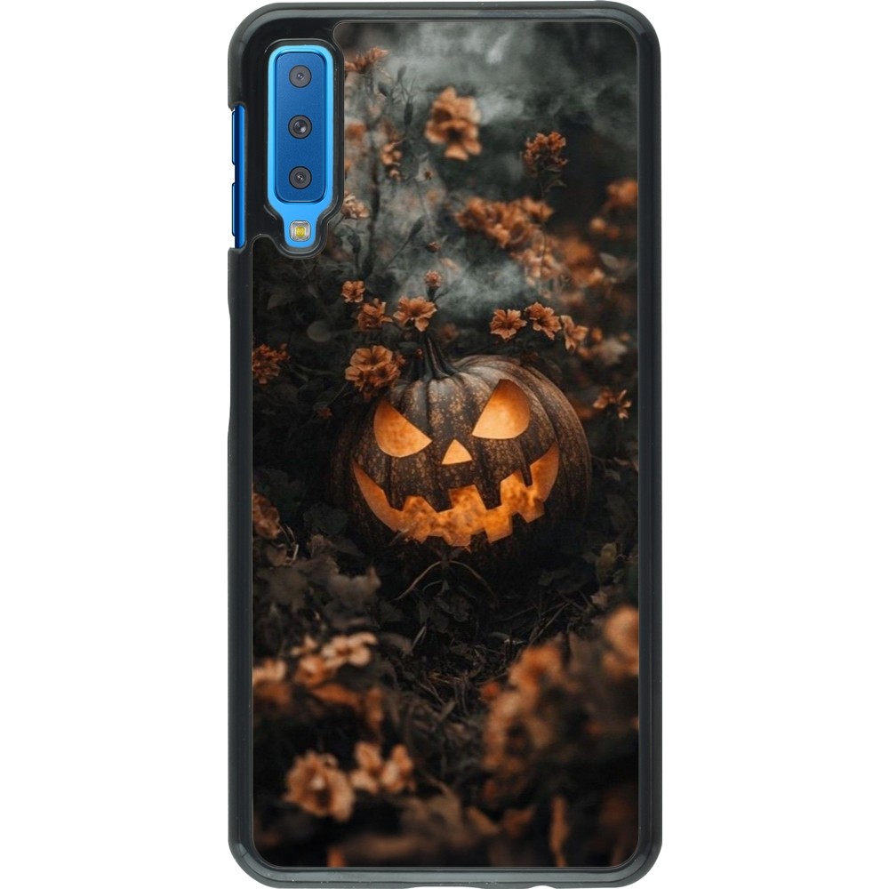 Samsung Galaxy A7 Case Hülle - Halloween 2025 Pumpkin with flowers