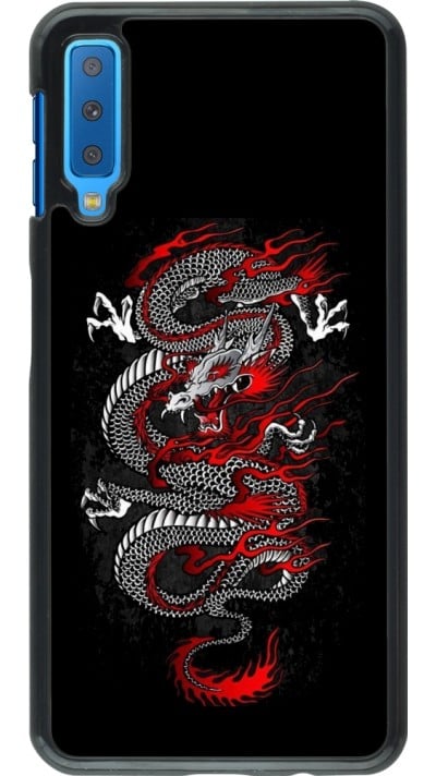 Coque Samsung Galaxy A7 - Japanese style Dragon Tattoo Red Black