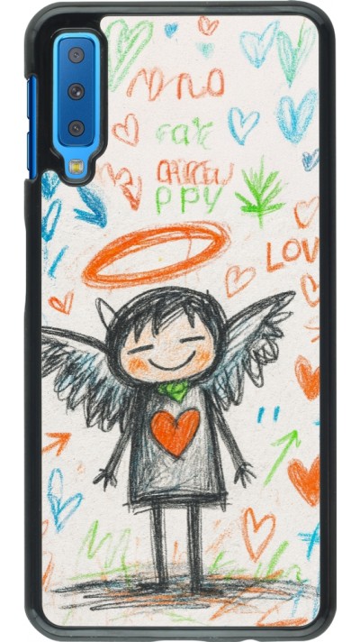 Samsung Galaxy A7 Case Hülle - Little Angel Sketch Love