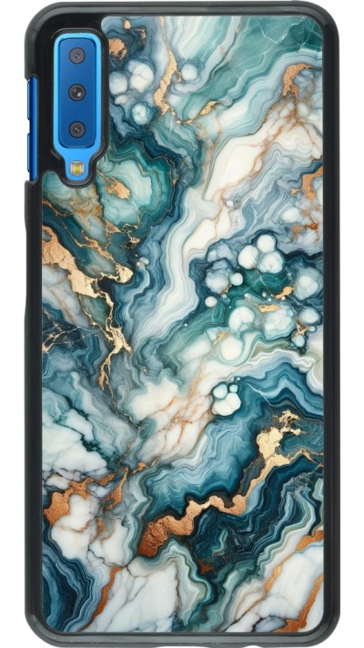 Coque Samsung Galaxy A7 - Marbre Vert Bleu Doré