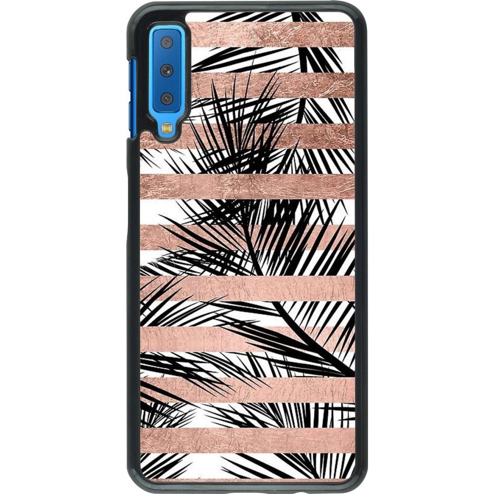 Coque Samsung Galaxy A7 - Palm trees gold stripes