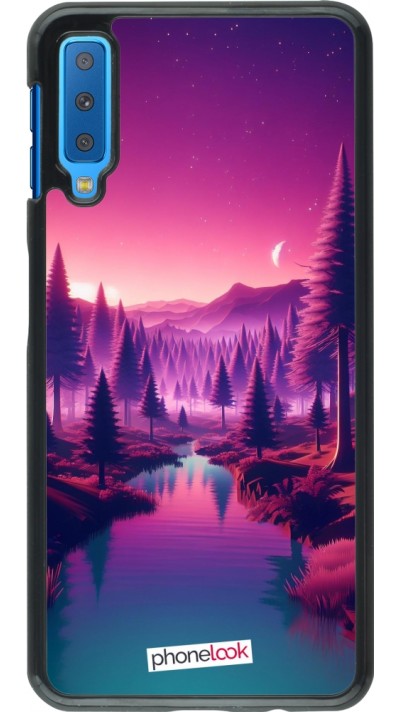 Samsung Galaxy A7 Case Hülle - Lila-rosa Landschaft