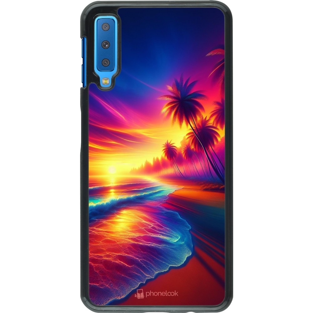 Coque Samsung Galaxy A7 - Plage coucher soleil flashy