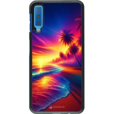 Coque Samsung Galaxy A7 - Plage coucher soleil flashy