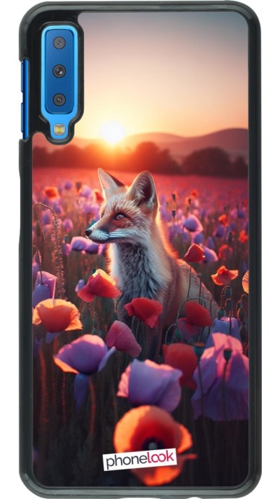 Samsung Galaxy A7 Case Hülle - Purpurroter Fuchs bei Dammerung