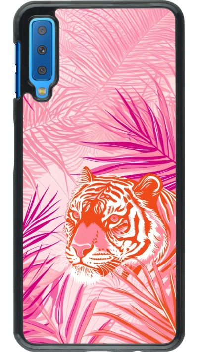 Coque Samsung Galaxy A7 - Tigre palmiers roses