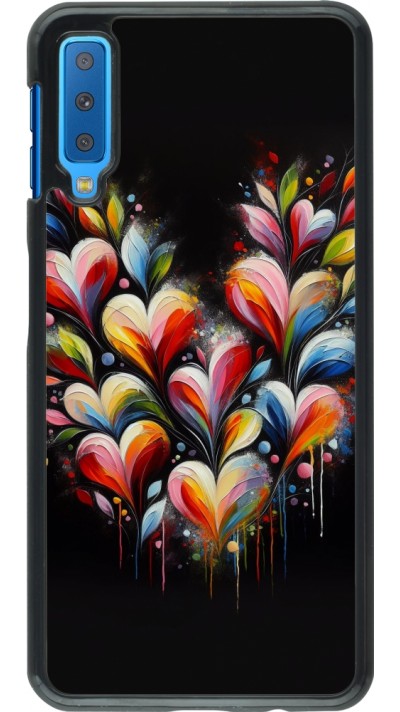 Coque Samsung Galaxy A7 - Valentine 2024 Coeur Noir Abstrait