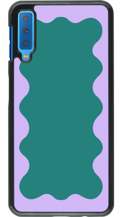 Samsung Galaxy A7 Case Hülle - Wavy Rectangle Green Purple