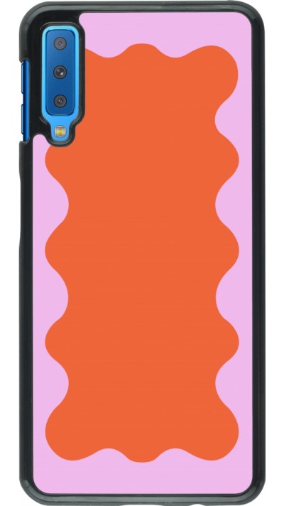Coque Samsung Galaxy A7 - Wavy Rectangle Orange Pink