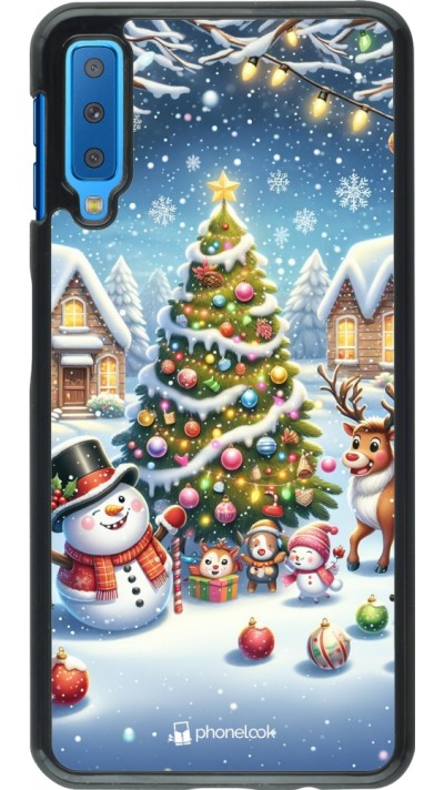Coque Samsung Galaxy A7 - Noël 2023 bonhomme de neige et sapin