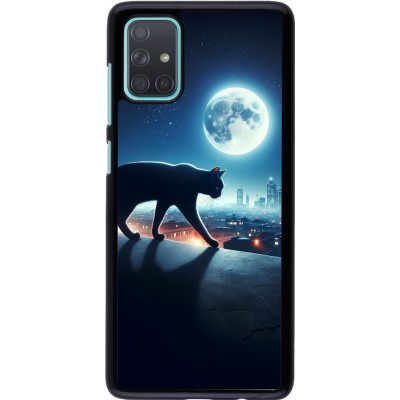 Samsung Galaxy A71 Case Hülle - Schwarze Katze unter dem Vollmond