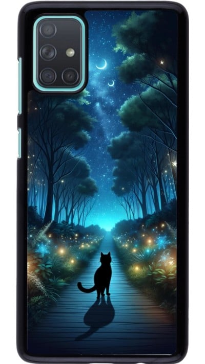 Samsung Galaxy A71 Case Hülle - Schwarze Katze Spaziergang