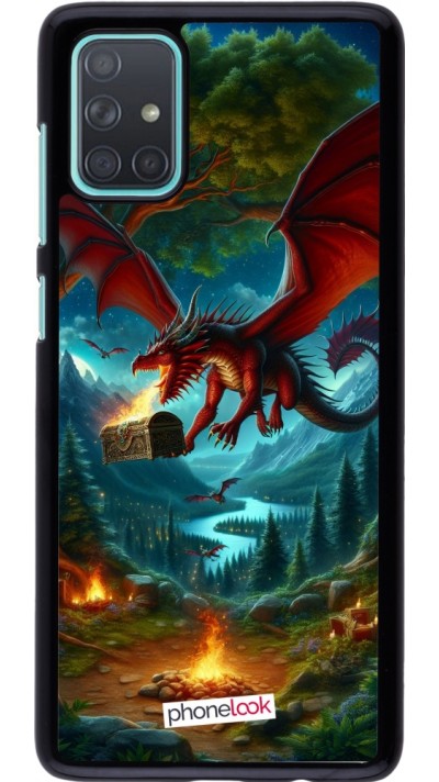 Coque Samsung Galaxy A71 - Dragon Volant Forêt Trésor