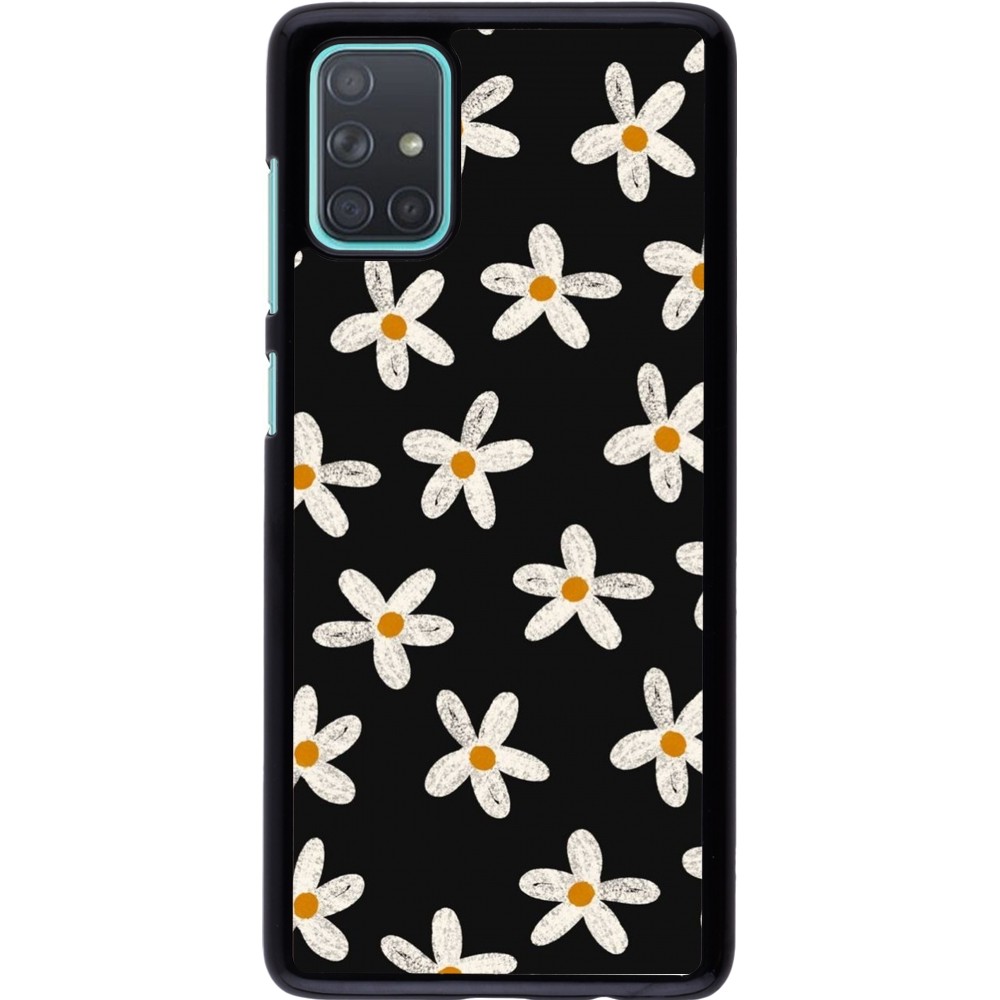 Samsung Galaxy A71 Case Hülle - Easter 2024 white on black flower