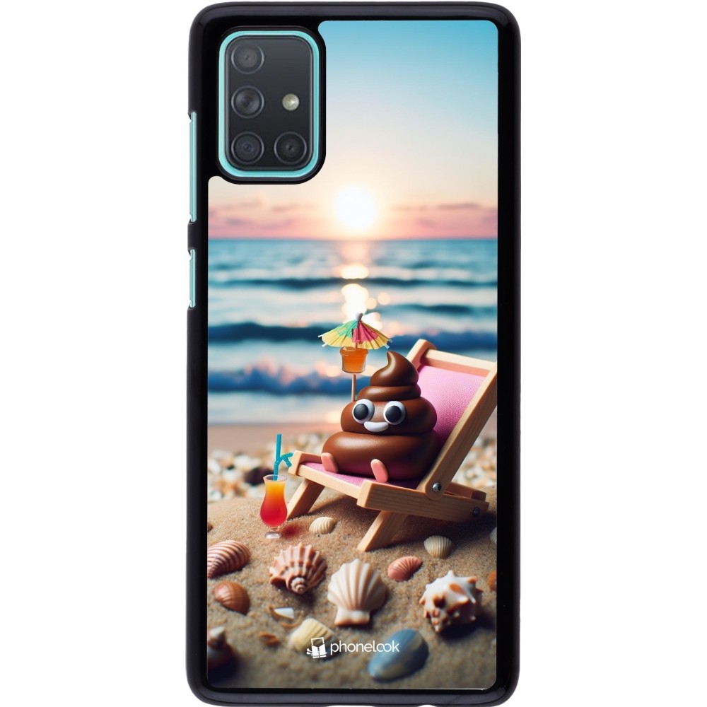 Samsung Galaxy A71 Case Hülle - Kackhaufen Emoji auf Liegestuhl