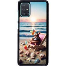 Samsung Galaxy A71 Case Hülle - Kackhaufen Emoji auf Liegestuhl