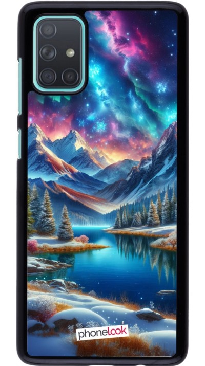 Samsung Galaxy A71 Case Hülle - Fantasiebergsee Himmel Sterne