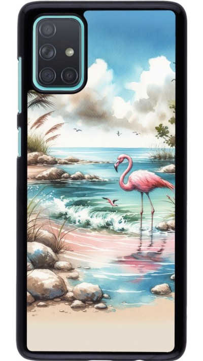 Coque Samsung Galaxy A71 - Flamant rose aquarelle