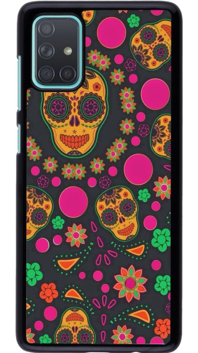 Samsung Galaxy A71 Case Hülle - Halloween 22 colorful mexican skulls