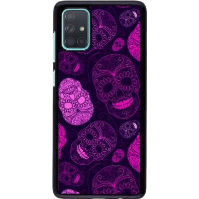 Samsung Galaxy A71 Case Hülle - Halloween 2023 pink skulls