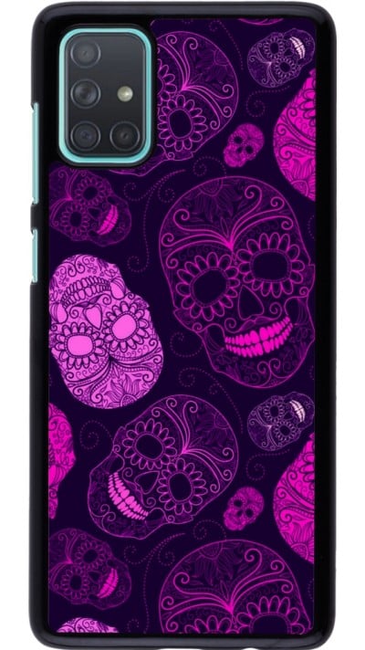 Samsung Galaxy A71 Case Hülle - Halloween 2023 pink skulls